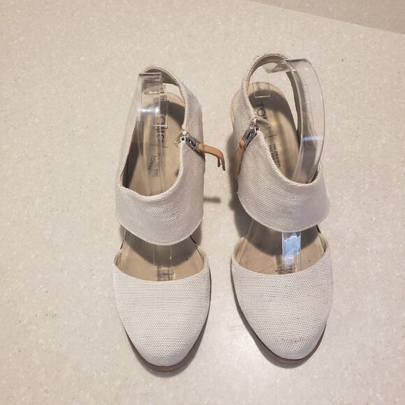 Women’s TOMS, MAJORCA Cutout Heeled Sandal (Natural) Size 10 biedge - Picture 2 of 8